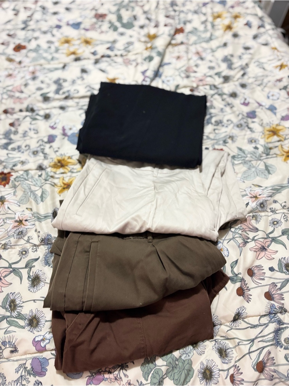 Old Navy Straight Leg Pants Bundle in Black, Cream, Olive, and Brown